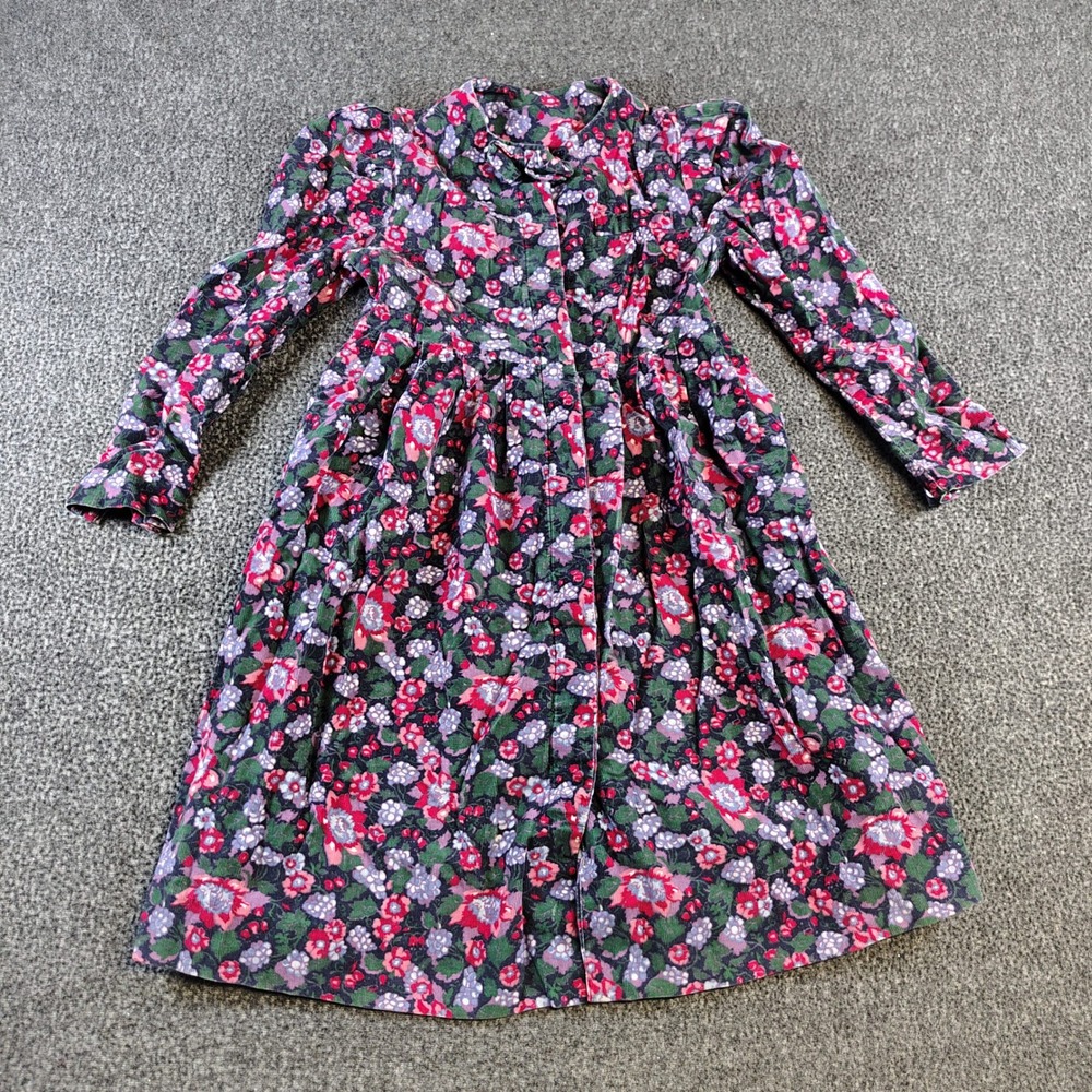 Vintage Laura Ashley Corduroy 7-8 floral dress‎